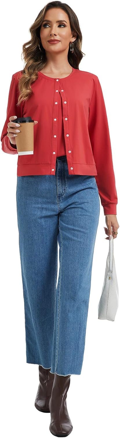 Sosolism Women's Nursing Shirts Cardigan Breastfeeding Tops - Image 6