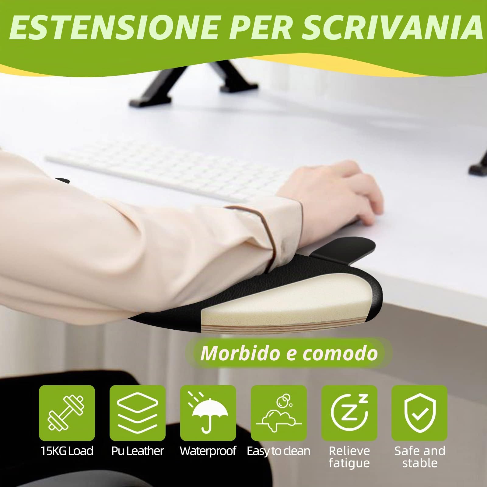 Ergonomics Espansione per scrivania, pieghevole, supporto per gomiti, supporto per tastiera per computer, estensione da tavolo per lavoro, apprendimento e gioco