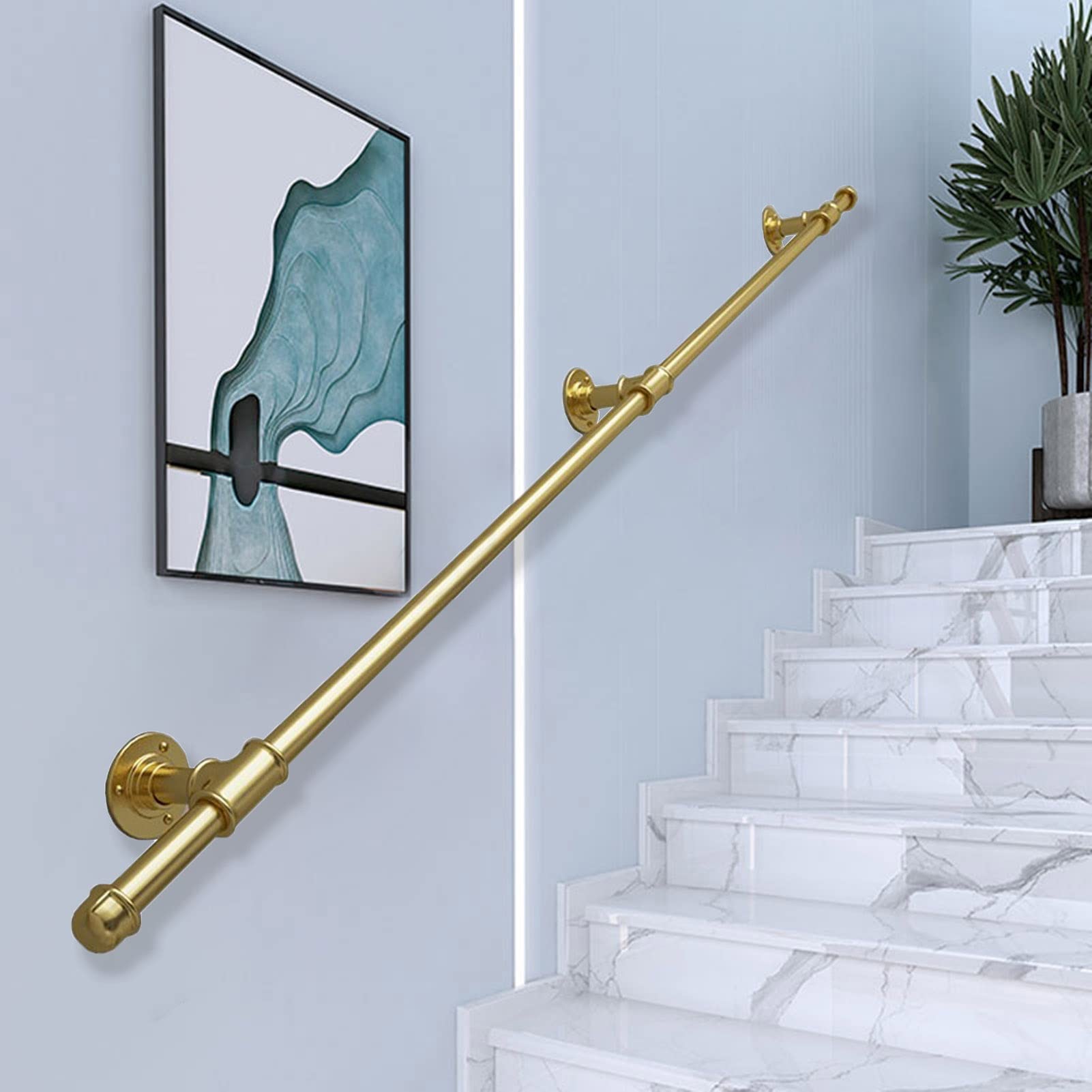 Rampe d'escalier dorée sécurisante pour marchepieds de maison