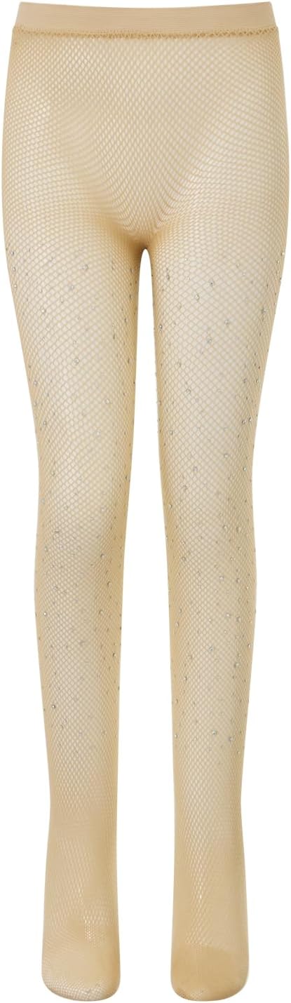 Kids Toddler Girls Fishnet Tights Glitter Rhinestone Pantyhose Hollow Out Stockings