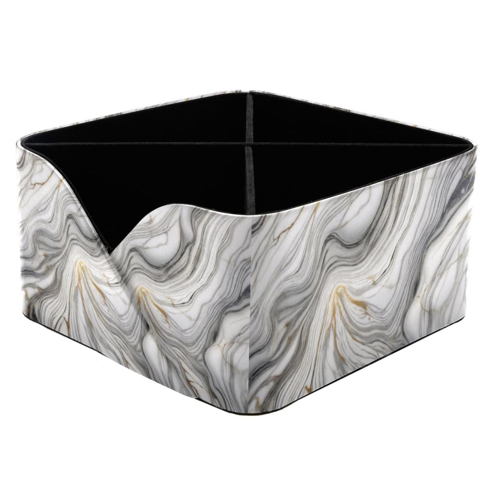Boîte de rangement durable avec texture marbre blanc pour essentiels