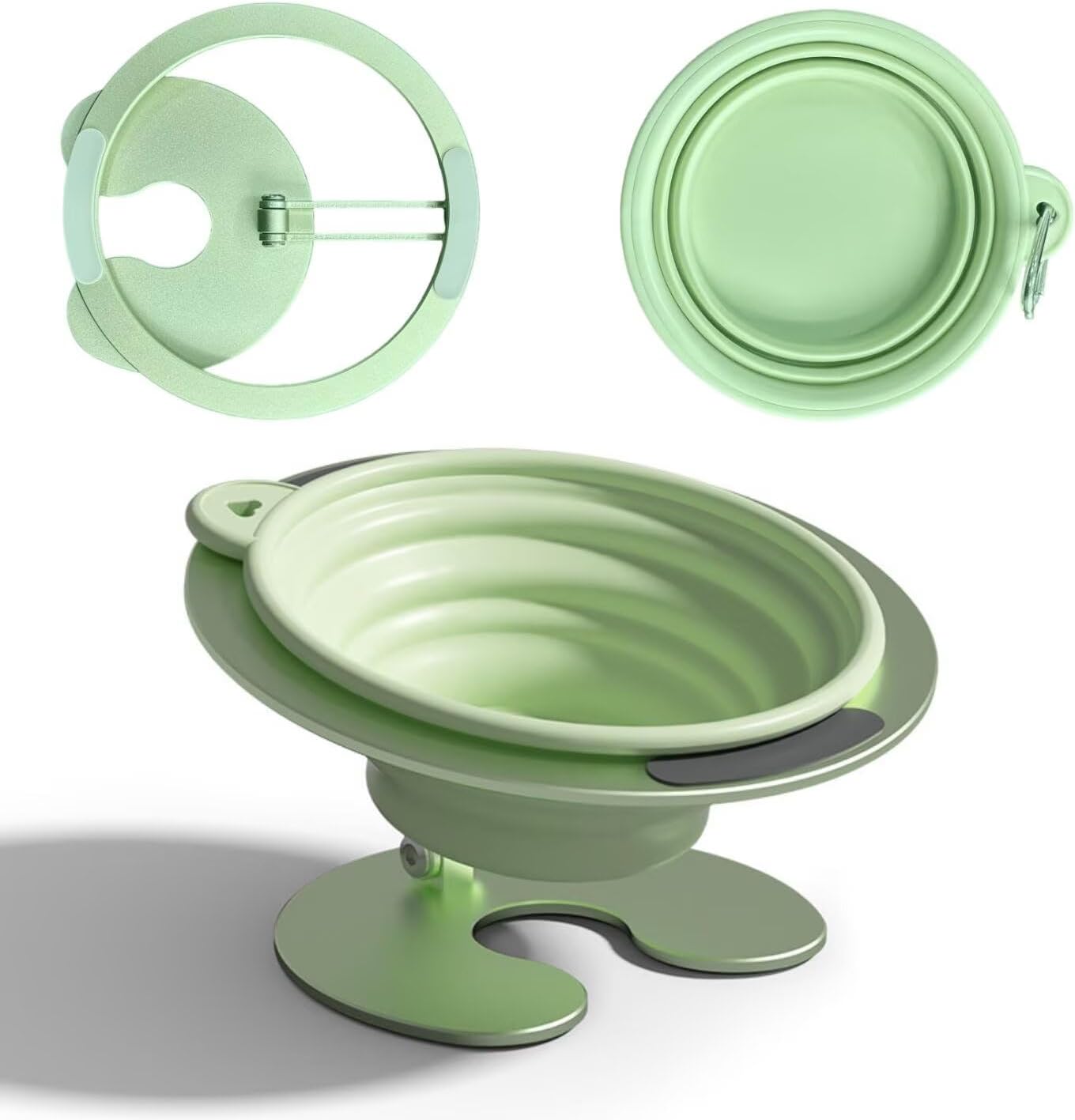 Collapsible Elevated Cat Dog Food Bowl, Portable Raised Pet Food Water Dish, Adjustable Tilted Food Feeder for Indoor Outdoor Cats Dogs, Whisker Friendly Cat Feeding Watering Dish for Travelling
