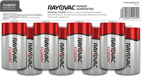 Vista 6 de Rayovac Baterías Fusion D (paquete de 8), pilas alcalinas D, ideales para dispositivos de alto drenaje