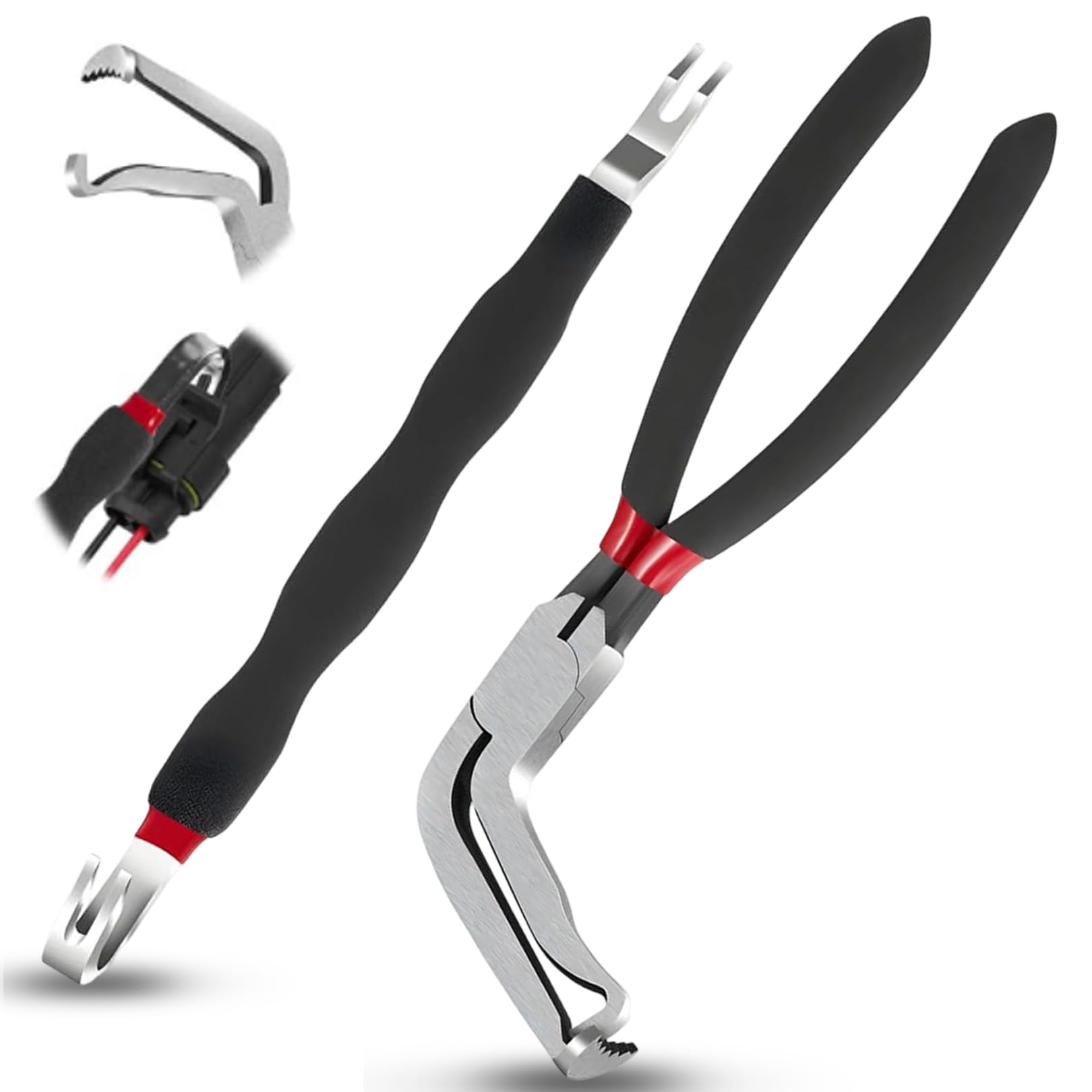 SecureElastic Electrical Disconnect Pliers 37980, Electrical Connector Separator 13120, 8in Automotive Tools Electrical Connector Pliers, Automotive Tools for Push Tab Style Plugs (2-Piece Set)