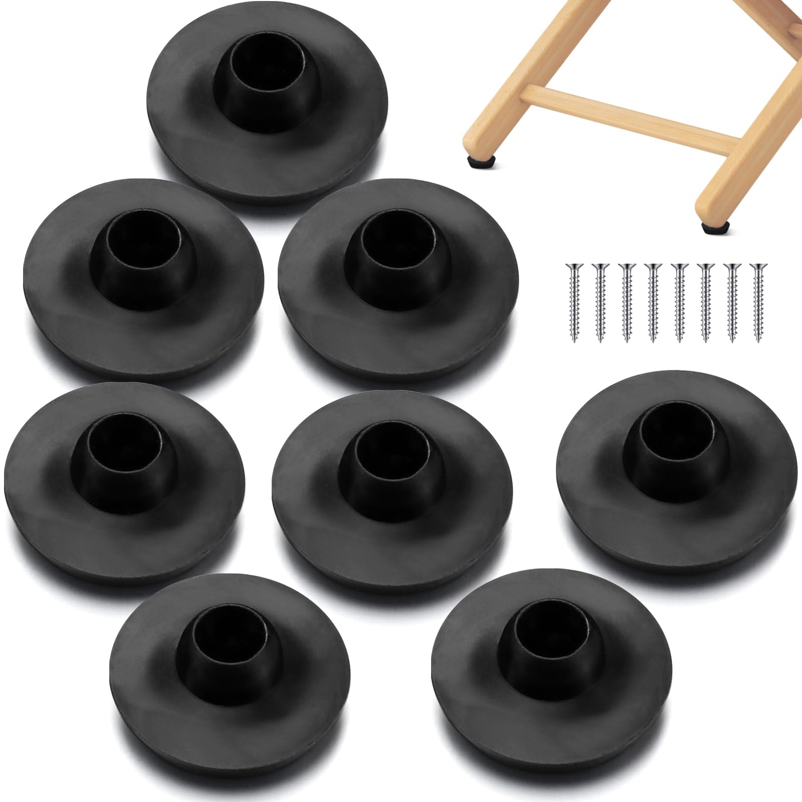 Chunful 8 Pcs Replacement Foot Glides Directors Chair Replacements Chair Leg Pads Feet for Furniture(Black)