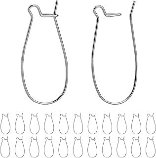 BEADNOVA Ear Wire Hooks 60pcs Stainless Steel Kidney Earring Hook Wire Earring Findings for Earring Making Jewelry Making Earring DIY (25mm, 60pcs)