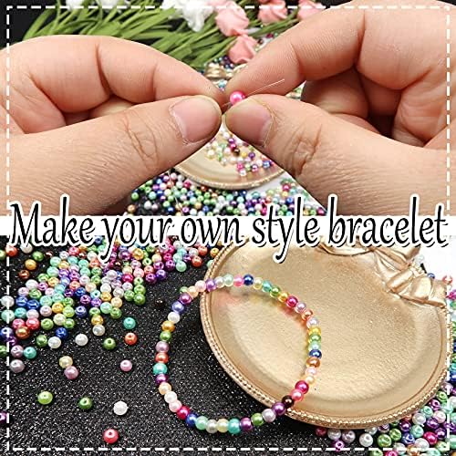 TOAOB 1000pcs Glass Pearls Multicolored Round Tiny Loose Imitation Pearl Beads 4mm for Jewelry Making Craft Decoration