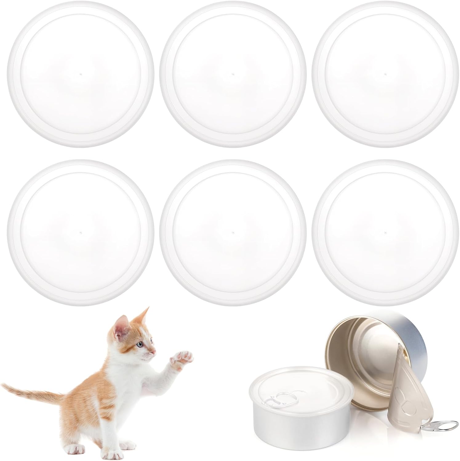 KALIONE 6 Pcs Dog Food Can Covers Lids - 75 mm Reusable Can Covers for Canned Goods or Pet Dog Cat Food Saver - Amazon product rated Grade B