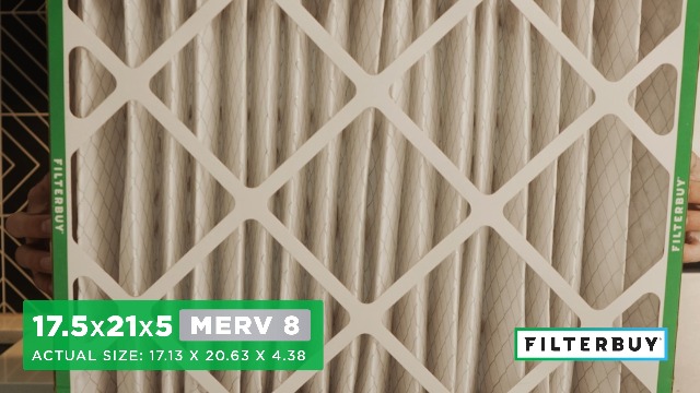 Image of Filterbuy 17.5x21x5 Air Filter MERV 8 Essential Dust & Allergy Defense (2-Pack), Electrostatic Pleated HVAC AC Furnace Filters for Rheem, Ruud, and Protech (Actual Size: 17.13 x 20.63 x 4.38)