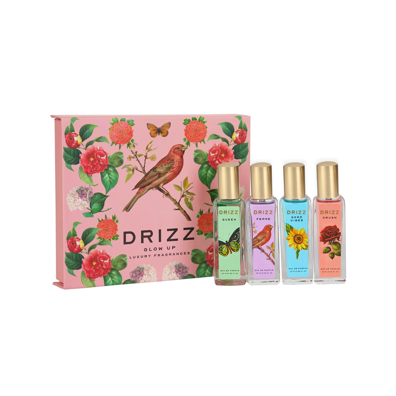 DRIZZ Glow Up 4x20ml Perfume Gift Set for Women | Long Lasting Perfume for Woman Combo with Queen, Femme, Crush & Good Vibes | Floral, Fruity & Vanilla Scents | Gift for Every Occasion-picture-52
