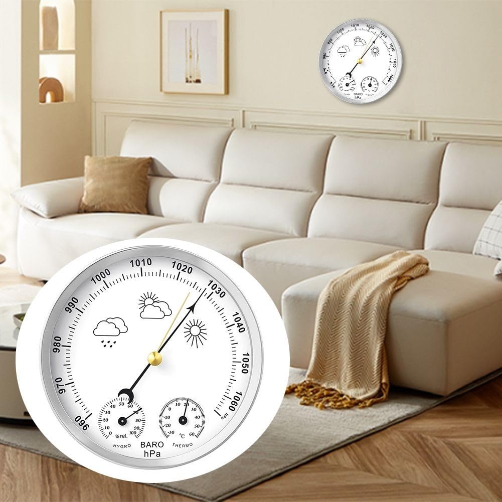 Hygrometer Thermometer Barometer für Innen Außen 3 in 1 Wetterstation mit großem Display Messung Temperatur Luftfeuchtigkeit Atmosphärendruck -30 bis 60℃ 0-100% RH