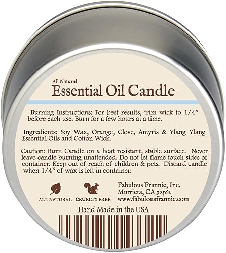 Miniatura 4 de Fabulous Frannie Vela de soja de aromaterapia totalmente natural, lata de viaje hecha con aceites esenciales puros, 100 horas de tiempo de