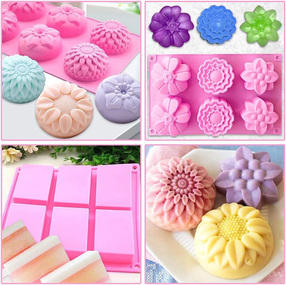 Soap Making Supplies, Soap Molds for Soap Making Silicone, Dried Flowers Herbs Kit, Mica Powder for Soap Making, DIY Soap Making Kit for Adults : Arts, Crafts & Sewing