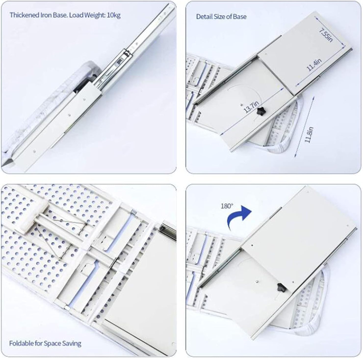 Hiding Ironing Board Pull Out Ironing Board,Rotatable Cabinet Built in Iron Board Fold Away Drawer Ironing Board, Retractable Ironing Table with Heat Resistant Foldable IRO (White White) (White white)