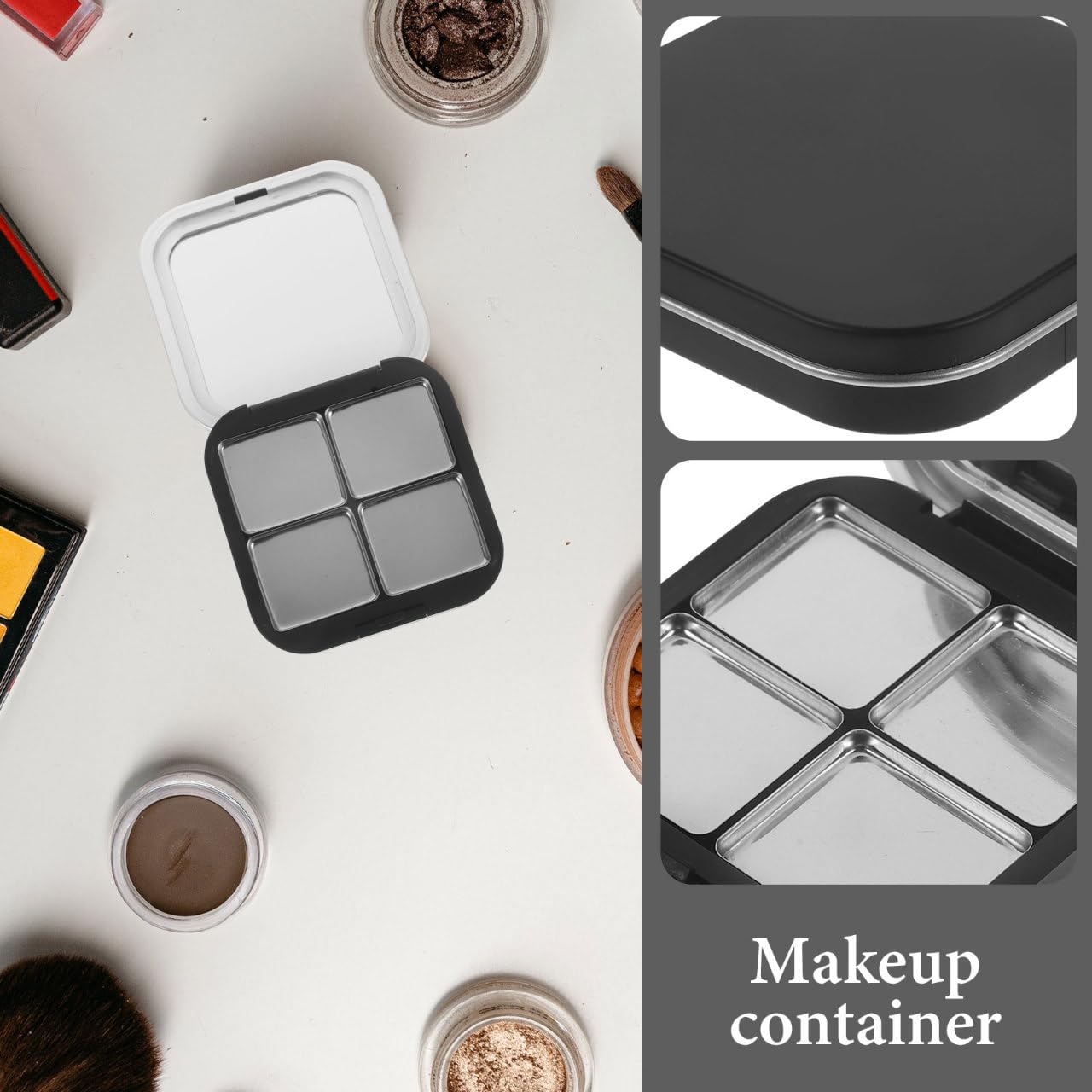 Lurrose 2 unidades de sombras de ojos magnéticas vacías para maquillaje con espejo para pintalabios, paletas de maquillaje