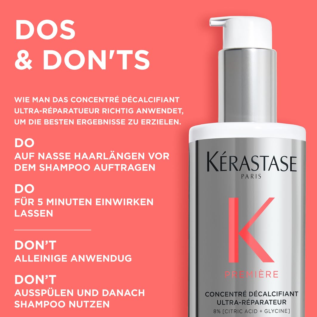 Kérastase Première Concentré Décalcifiant Ultra-Réparateur Hair Treatment, Reparierendes und kalziumreduzierendes Pre-Shampoo, Mit Zitronensäure und Glycin
