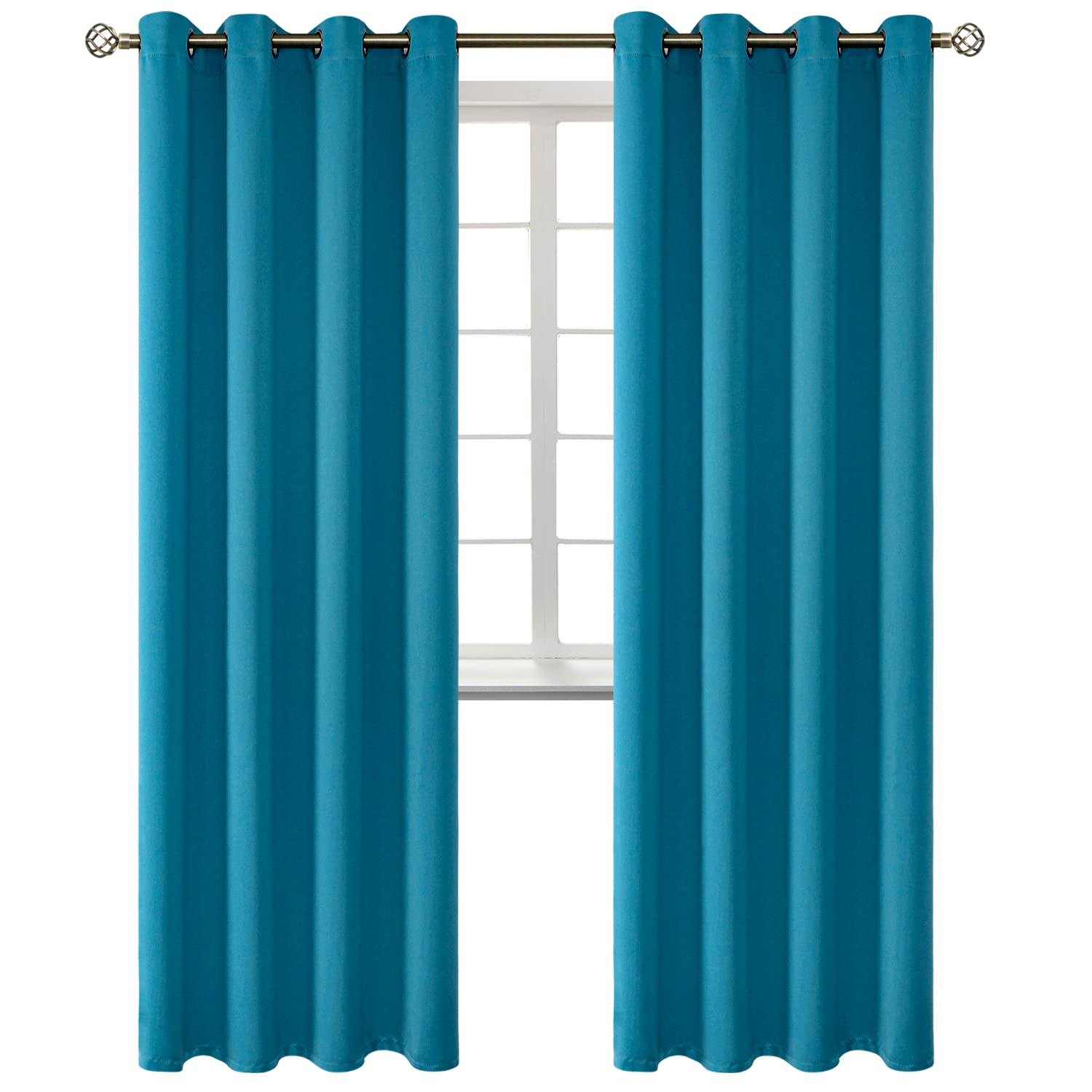 BGment Peacock Blue Blackout Curtains for Living Room 84 Inch - 2 Panels
