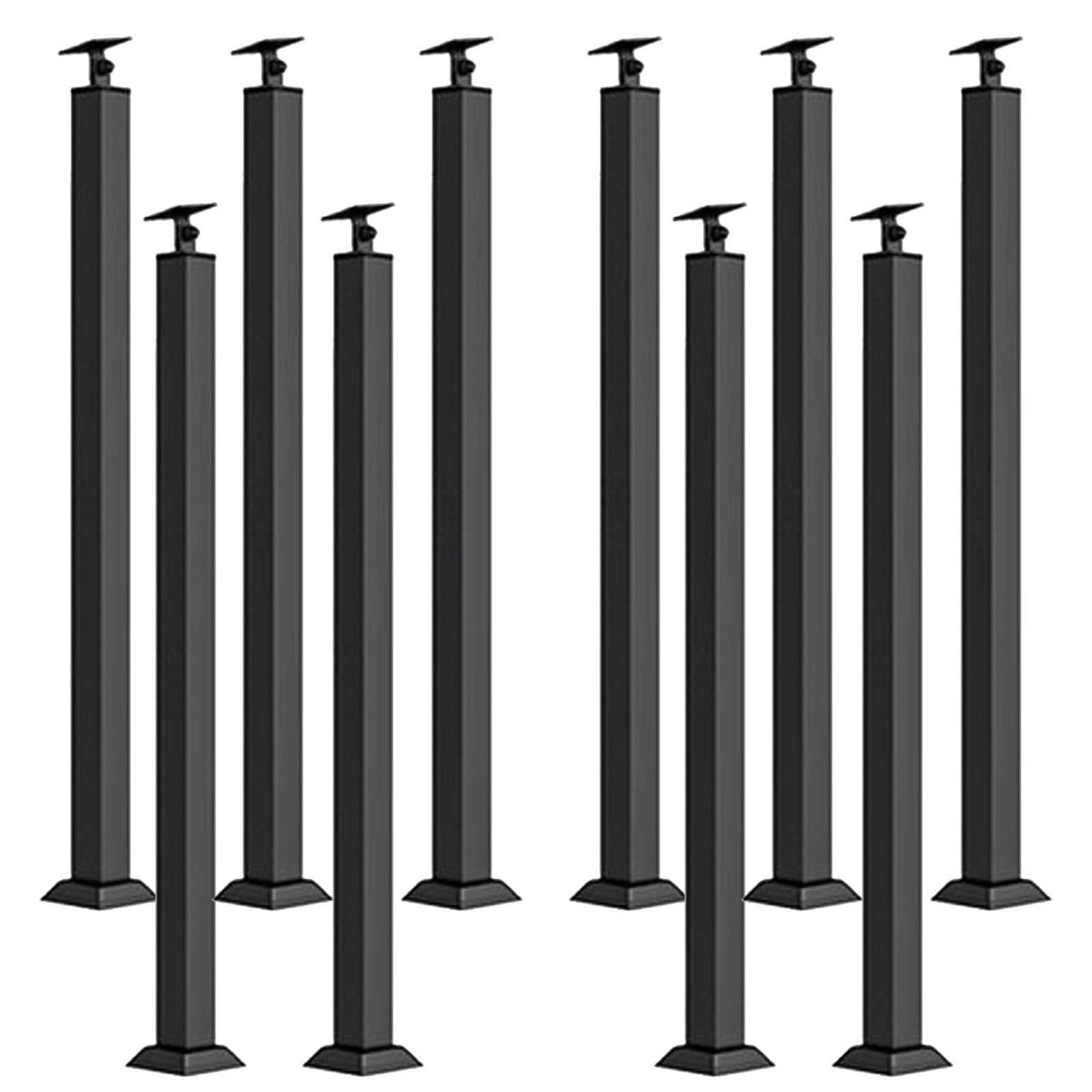Rambardes d'escalier carrées noir métal lot de 10 poteaux 90cm