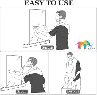 Unisex Hair Beard Dinner Cover Shower Bathroom Cleaning Apron Apparatus with Suction Cup Functional Beard Apron That Can Be Hanged on Mirror Tiles or Glass