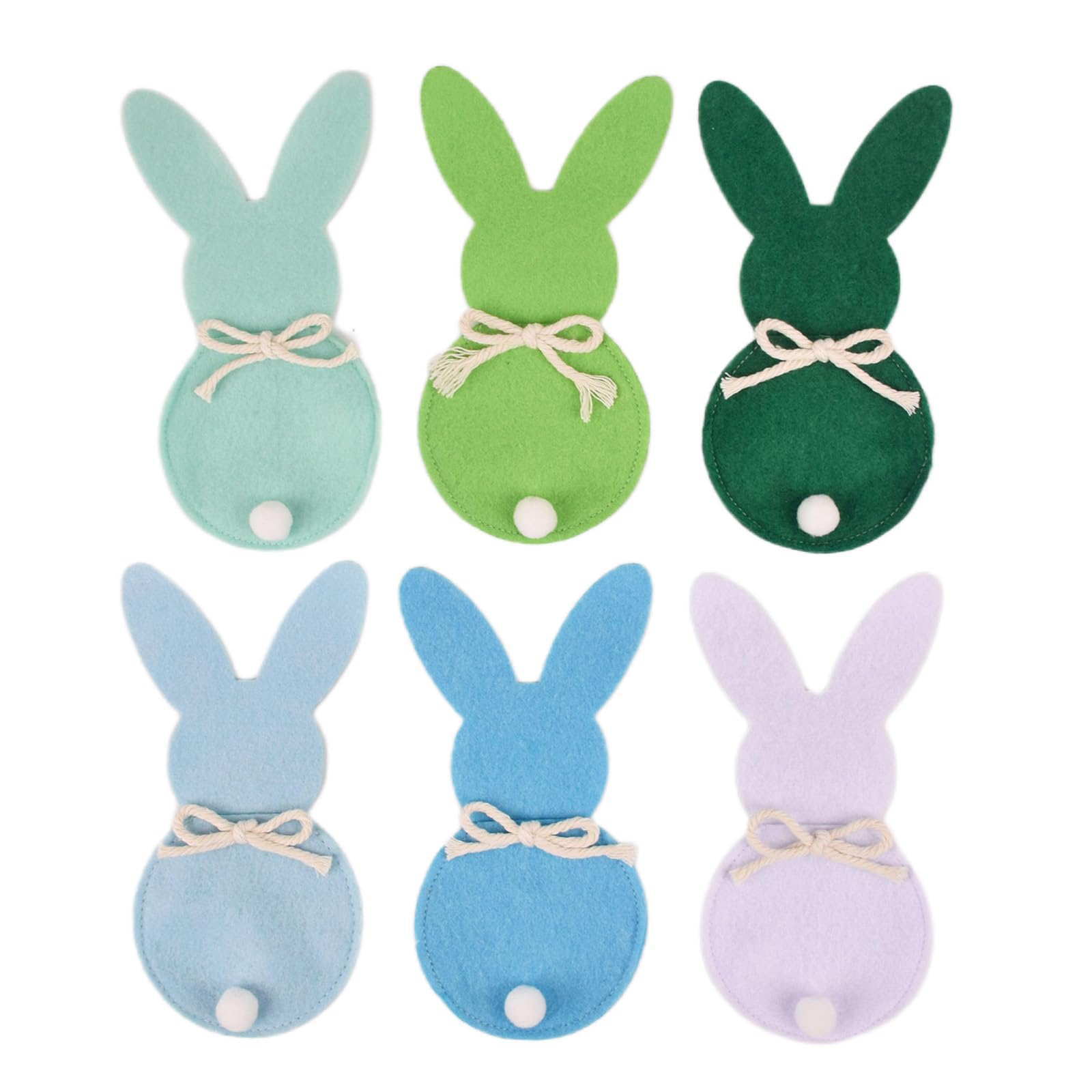 Ywluuoo B Of 6 Colorful Rabbits Cutlery Holders Cloth Cutlery Ags With Easters Rabbits Designs Dinnerware Holders Colorful Pocket