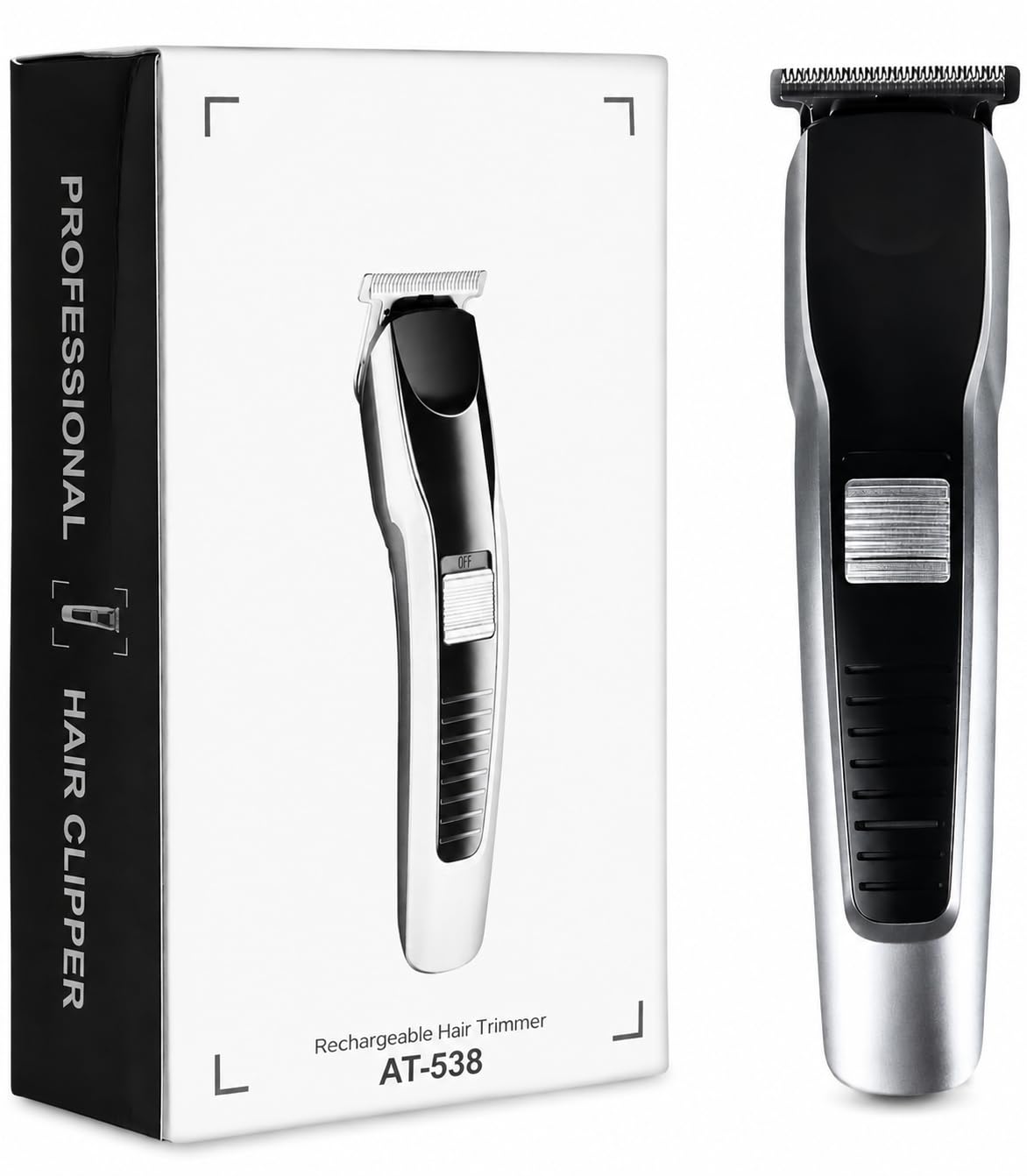 HTC AT-538 Professional Rechargeable Hair Clipper Trimmer | Cordless Design, T-Blade Precision, For Men, Black & Silver-image-45