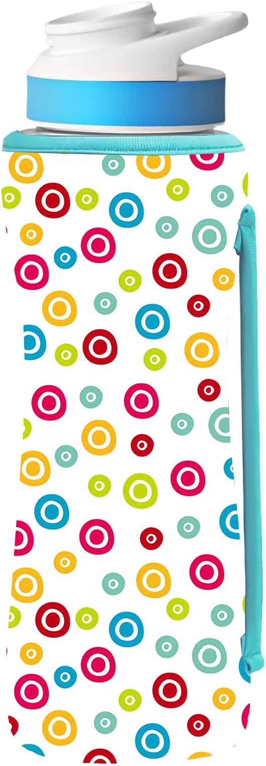 22oz Cute Printed Sleeve Compatible With Cirkul Water Bottle For Plastic And Stainless Steel Bottles 22oz Neoprene Sweat-Wicking Material Insulated Cover Designed With Handles (polka dots)