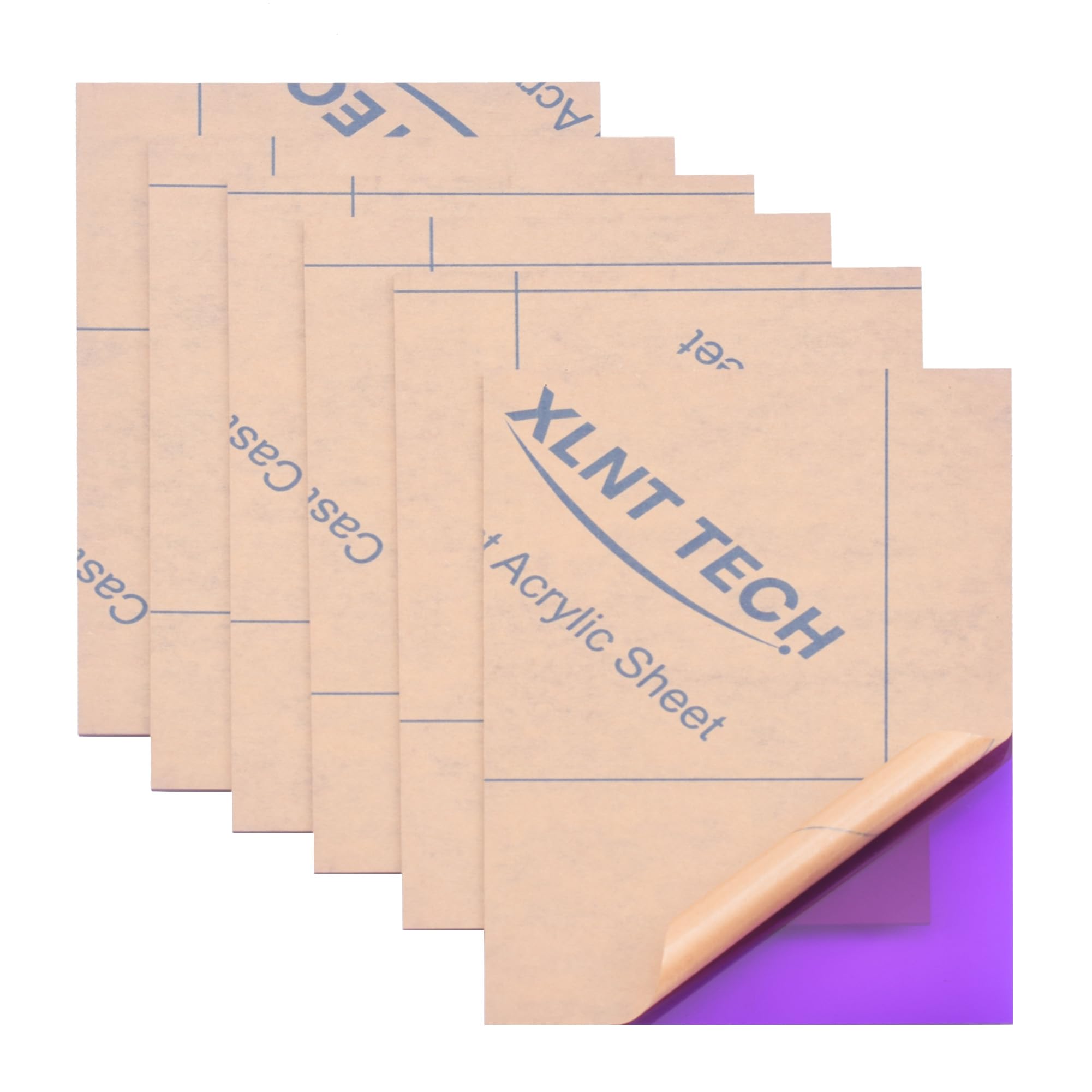 XLNT TECH 6 PCS Purple Transparent Cast Acrylic Sheets 8
