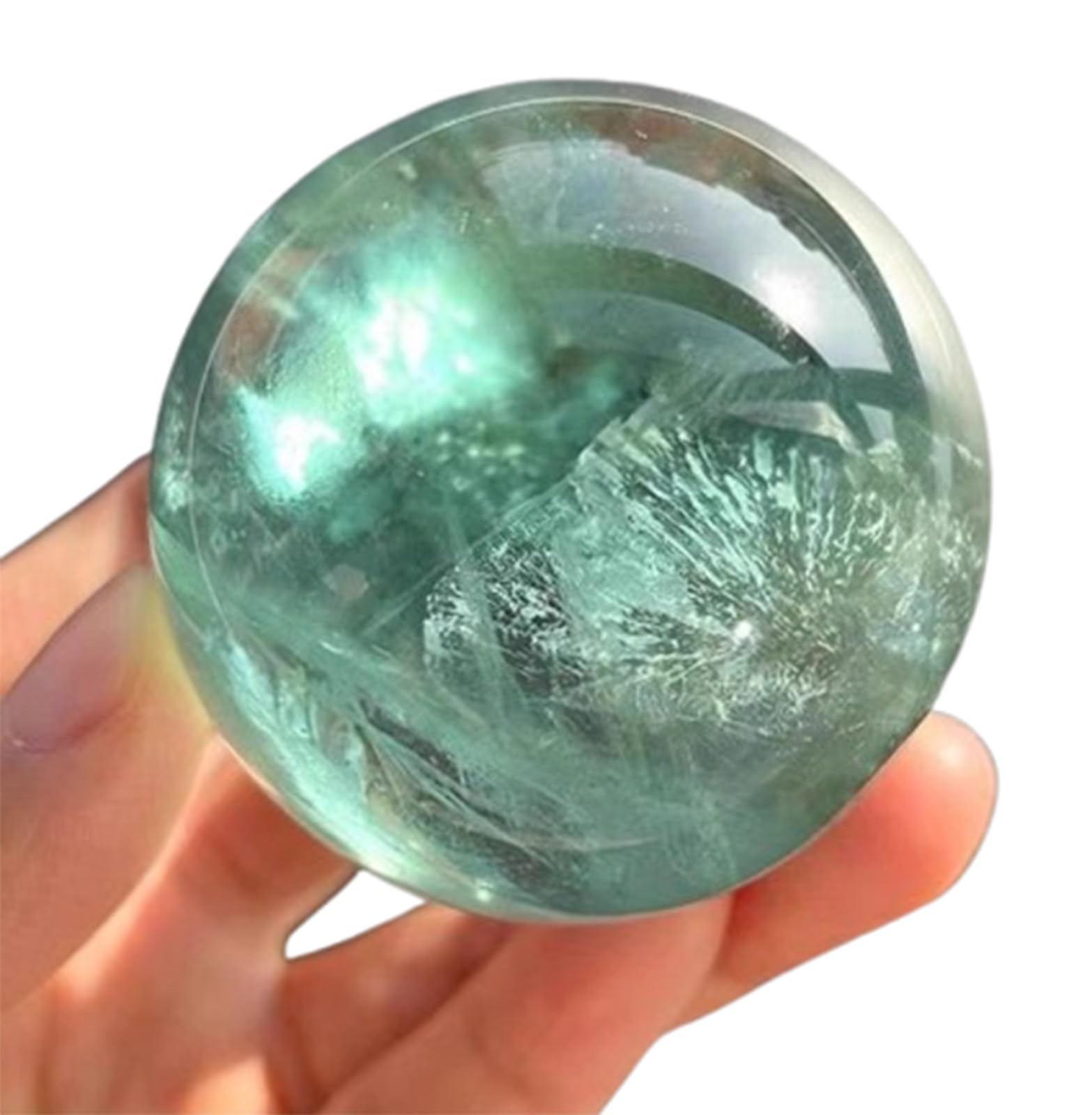 AUOQKQUT Green Fluorite Crystal Ball Crystals Sphere Gemstone Polished Divination Witchcraft Home Decor,30mm