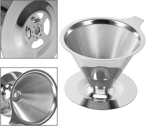 Miniatura 5 de Asixx - Taza de filtro de café, filtro de café de acero inoxidable, gotero de café de acero inoxidable para verter sobre el gotero de café, filtro