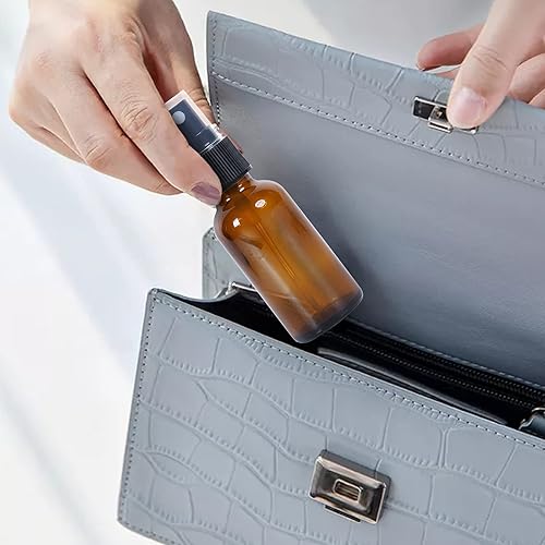 Miniatura 39 de Botella pulverizadora de vidrio de 2 onzas, botellas de vidrio Boston de niebla fina con pulverizador de niebla fina negra, botellas pequeñas