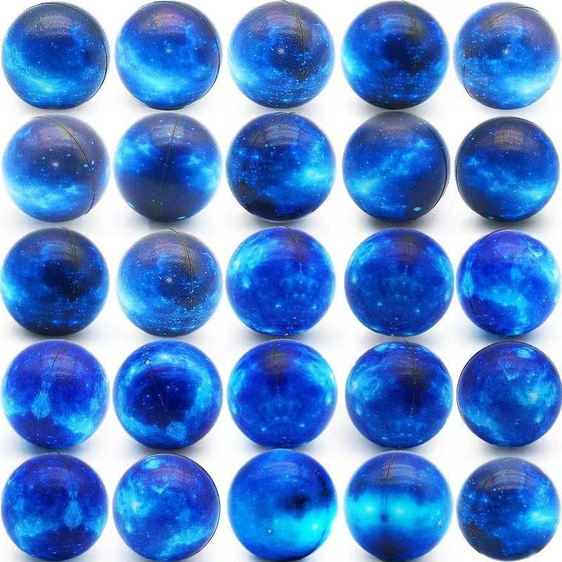 Paquete de 60 bolas de estrés de galaxia a granel para niños y adultos de 2.5 pulgadas, bolas sensoriales para aliviar el espacio exterior, bolas
