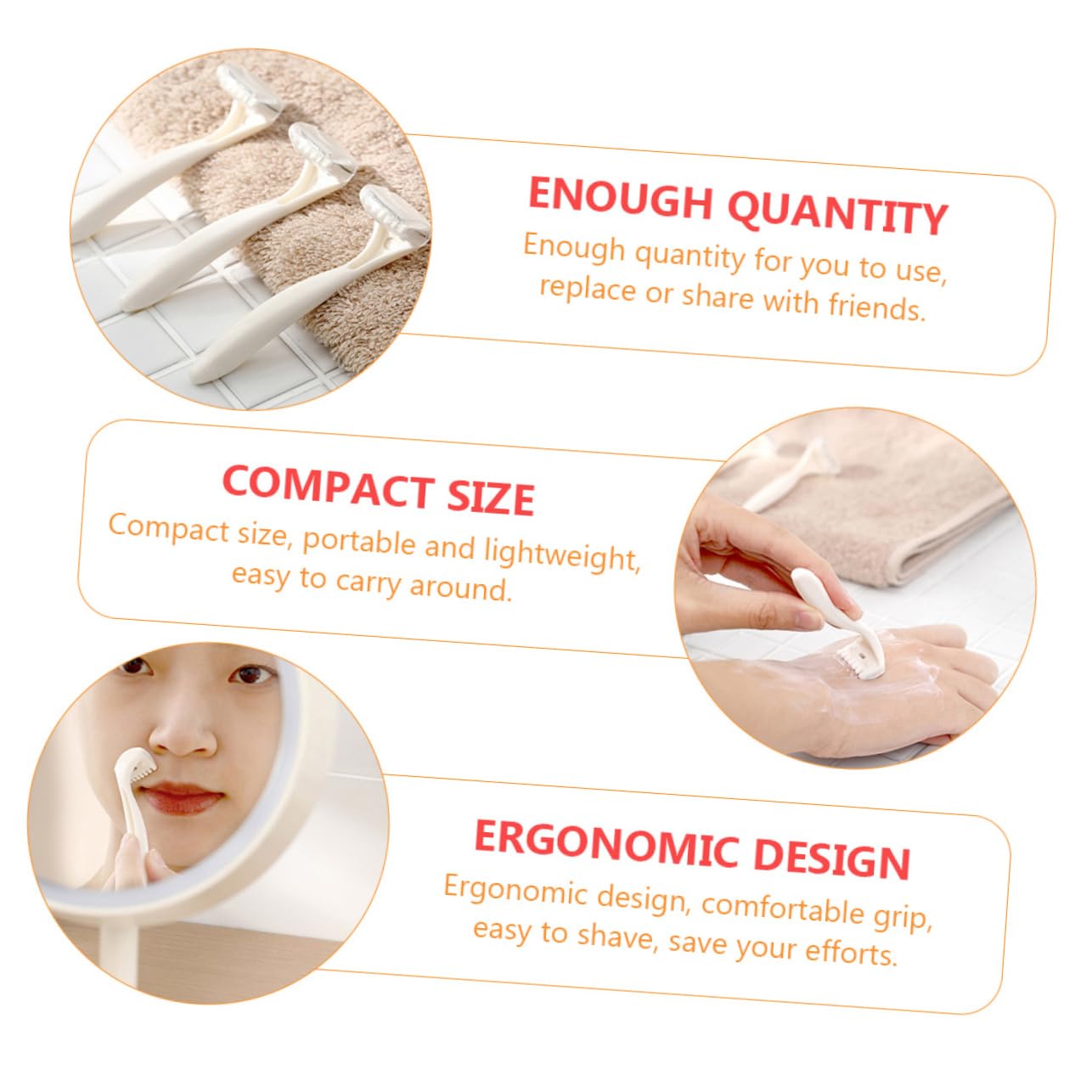 VICASKY 3pcs Women Razor Shaver for Leg Arm Bikini Area Protective Cover Hair Removal Tool
