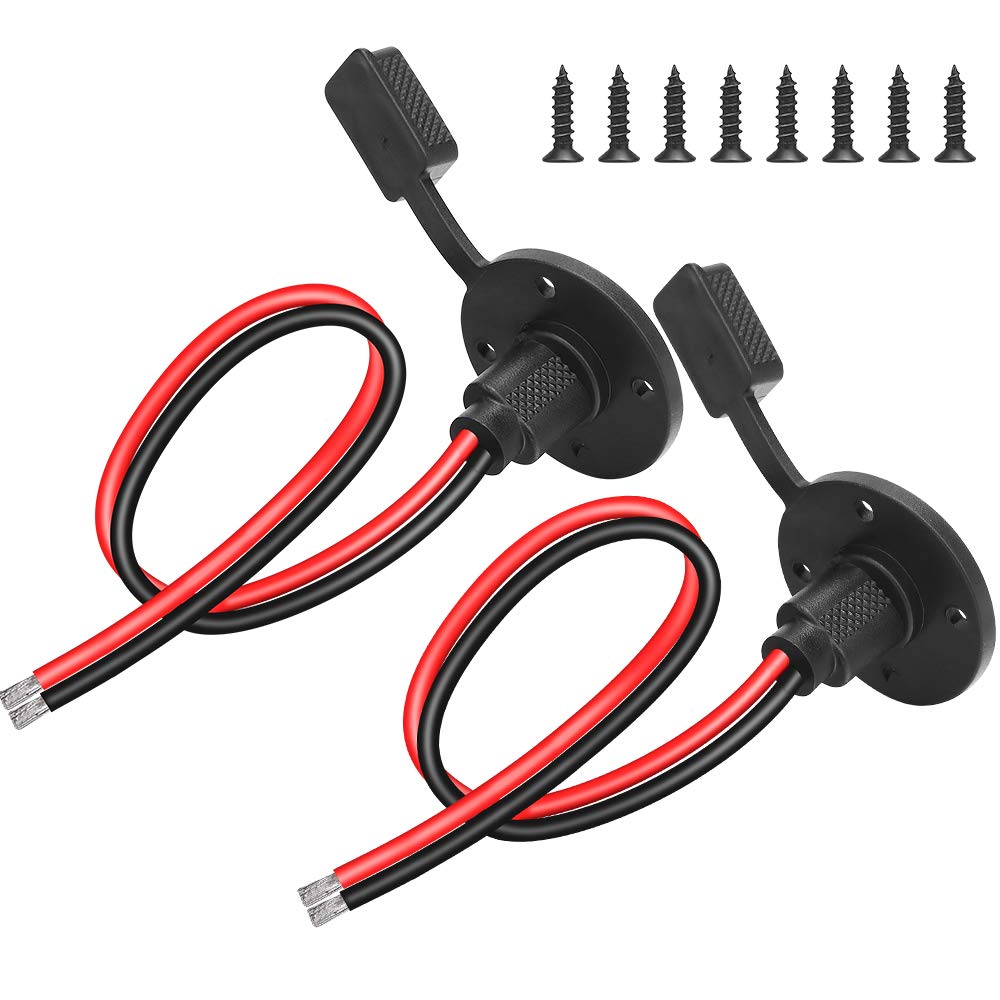 SAE Connector, Electop Solar Weatherproof SAE Socket Sidewall Port, SAE Cable Quick Connect Panel Mount Universal Flush-Mountable Connector for Solar Generator Battery Charger with 8 Screws(2 Pack)