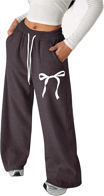 Girls Baggy Sweatpants Cute Straight Leg Joggers Teen Clothes Soft Athletic Pants with Pockets for Teens and Tweens
