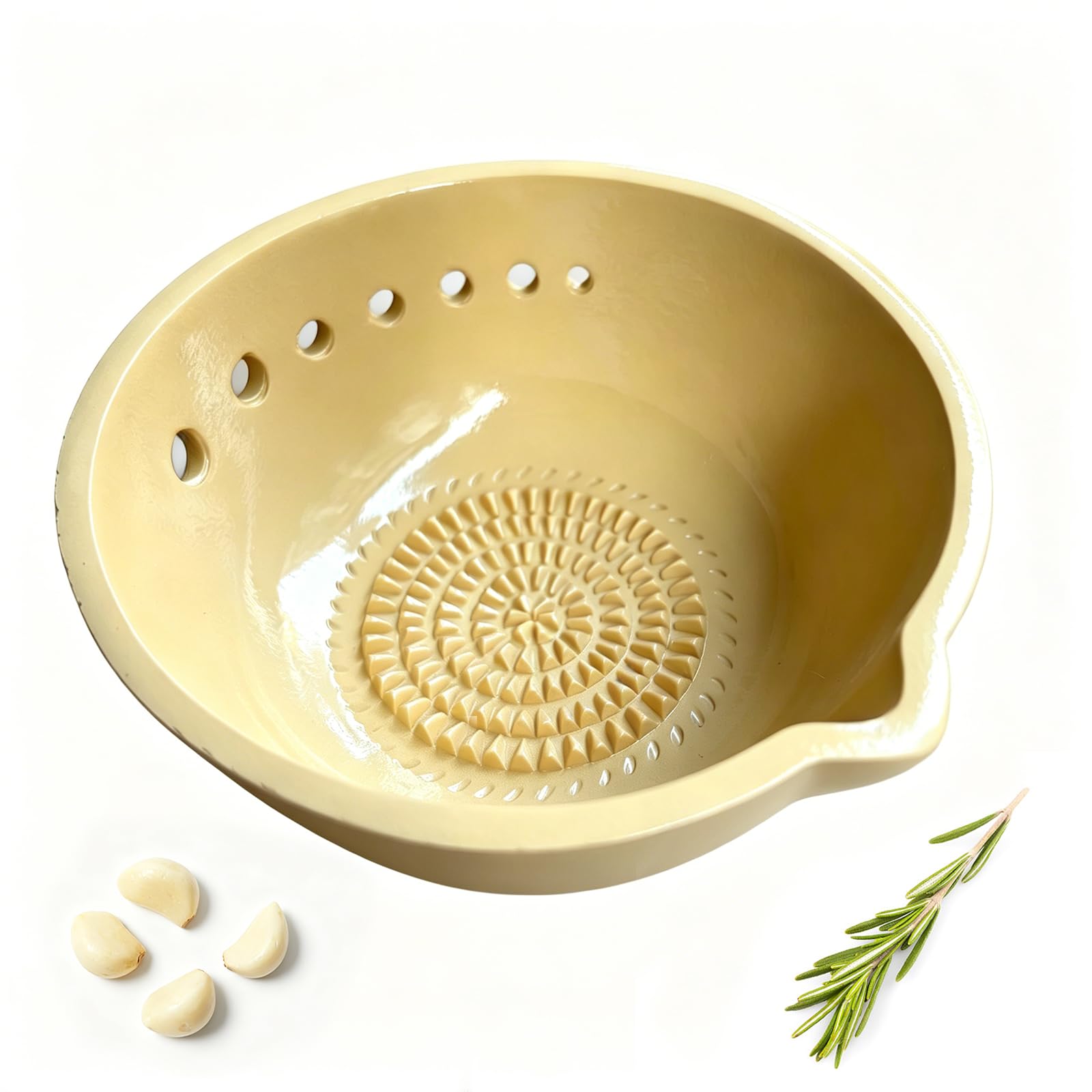 Grattugia in Ceramica, Piatto Grattugia 2 in 1 con Spelucchino per Erbe, Piatto Grattugia in Ceramica per Aglio, Zenzero & Salse, Utensile da Cucina Compatto