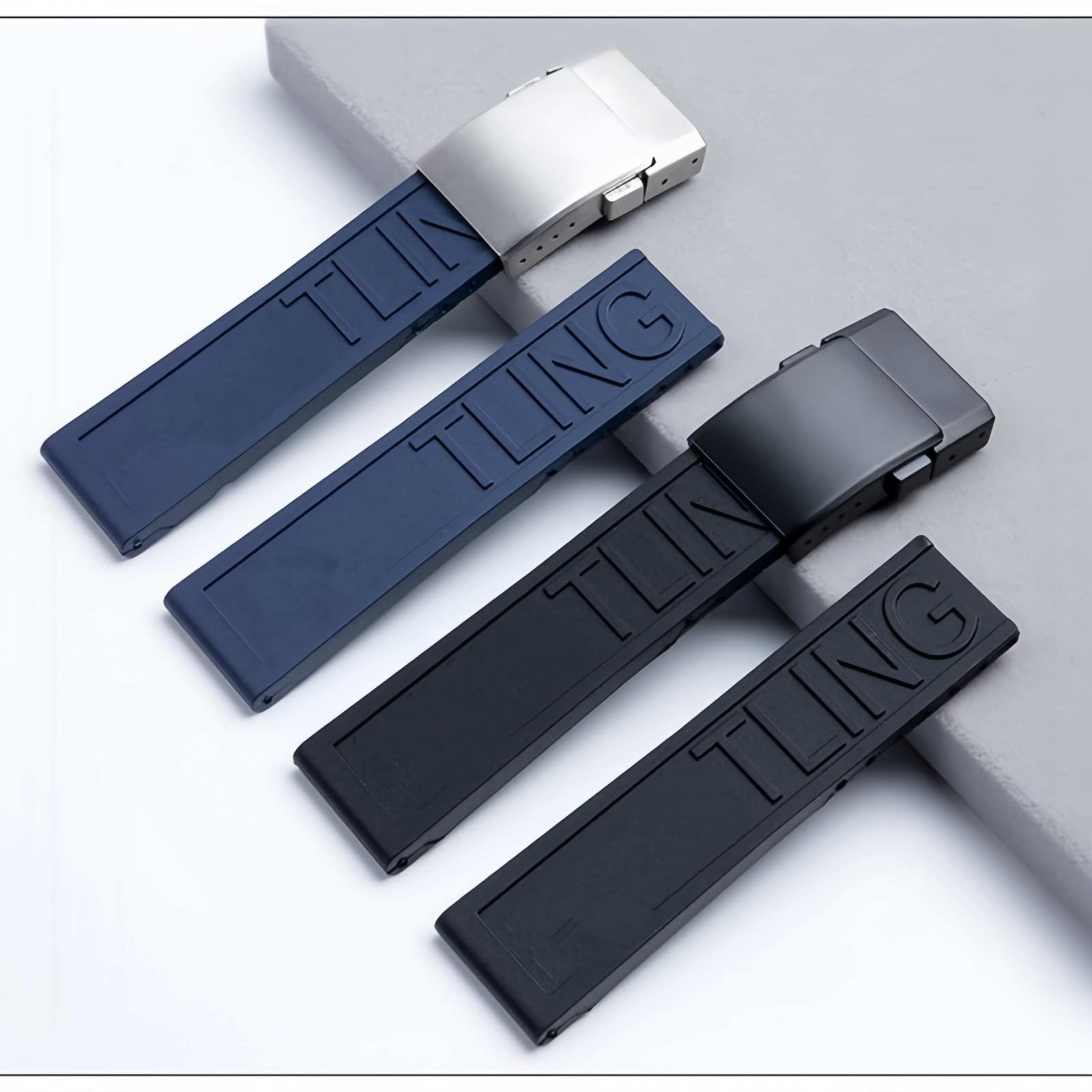 Antihumedad Silicona Caucho Reloj Correa Acero Inoxidable Escarchado Hebilla Plegable para Breitling Avenger Colt Superocean Challenger