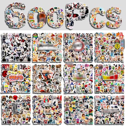 Arme Large Anime Stickers Mixed Pack,600Pcs Mixed with Classic Anime Theme Sticker Pack,Vinyl Waterproof Stickers Decals for Bottles, Laptops, Skateboards&Notebooks, Stickers for Adults&Kids&Teens