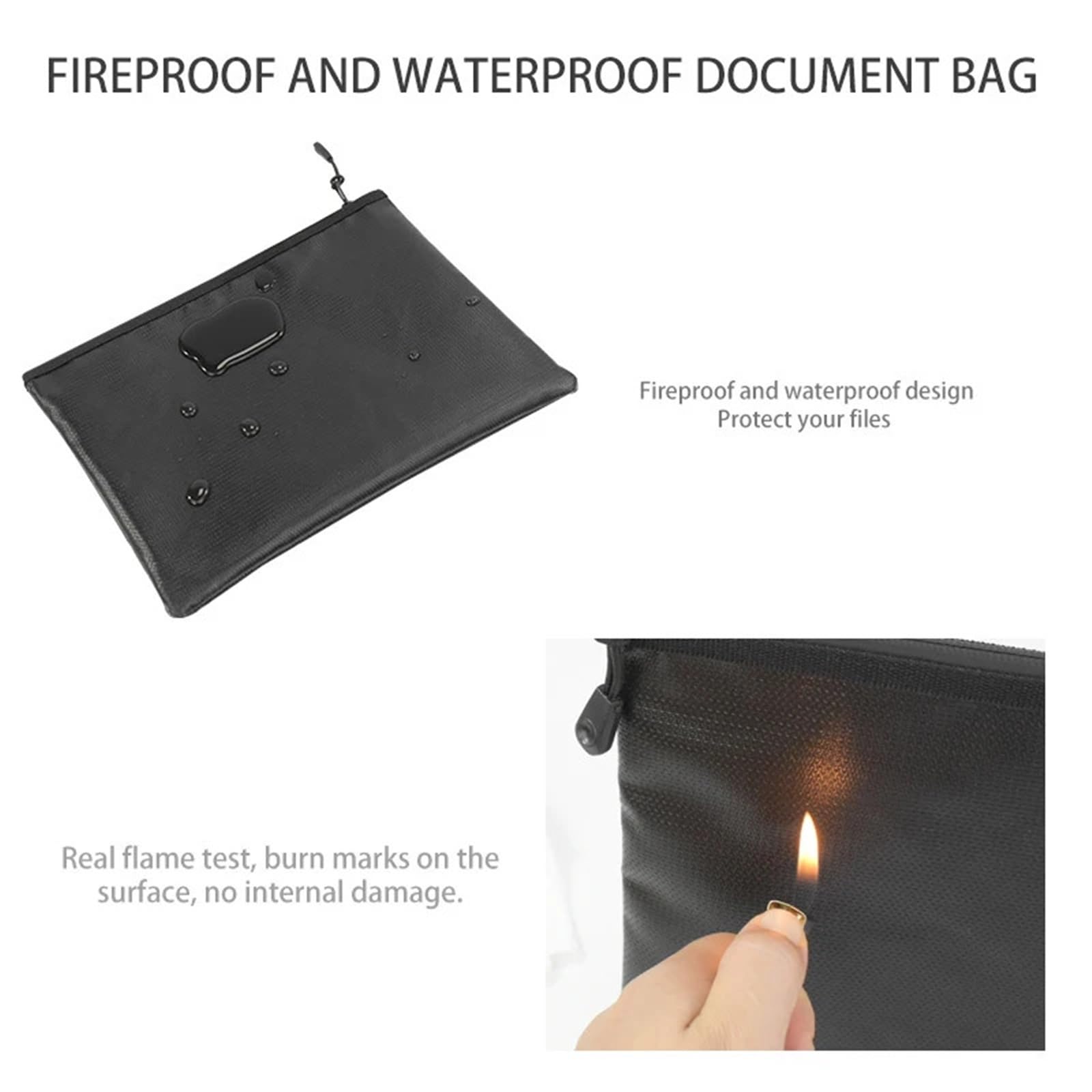Carpeta de documentos ignífuga e impermeable, 2 unidades, portátil, for dinero en efectivo para Pasaporte(XL)