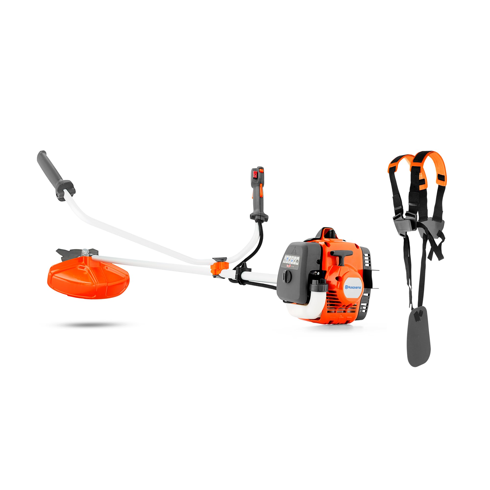 Husqvarna Desbrozadora de gasolina 122R, 21,7 cm³, 2 tiempos, ancho de corte de 43 cm, cabezal Tap 'n Go, Smart Start, con doble correa