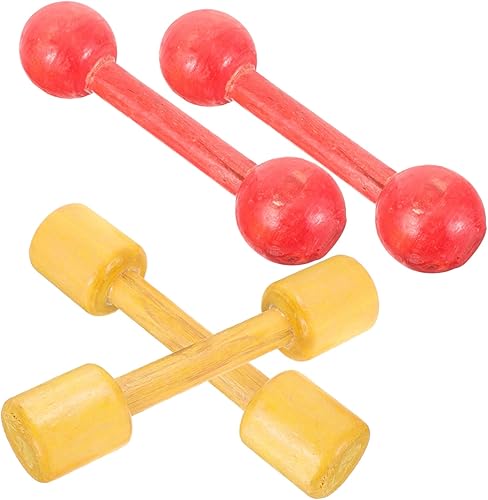 Miniatura 1 de BRIGHTFUFU 2 pares de mancuernas de madera para ejercicios de pesas de mano para niños, juguete para el hogar, fitness, pesas para niños, mancuernas