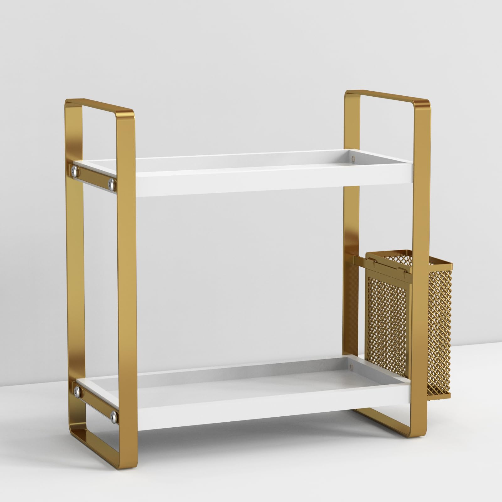 LEMIKKLE Organizer da bagno con cestino, organizer per bagno e stoccaggio, organizer per la cura della pelle per toeletta, organizer per bagno, cucina, cassettiera (bianco)