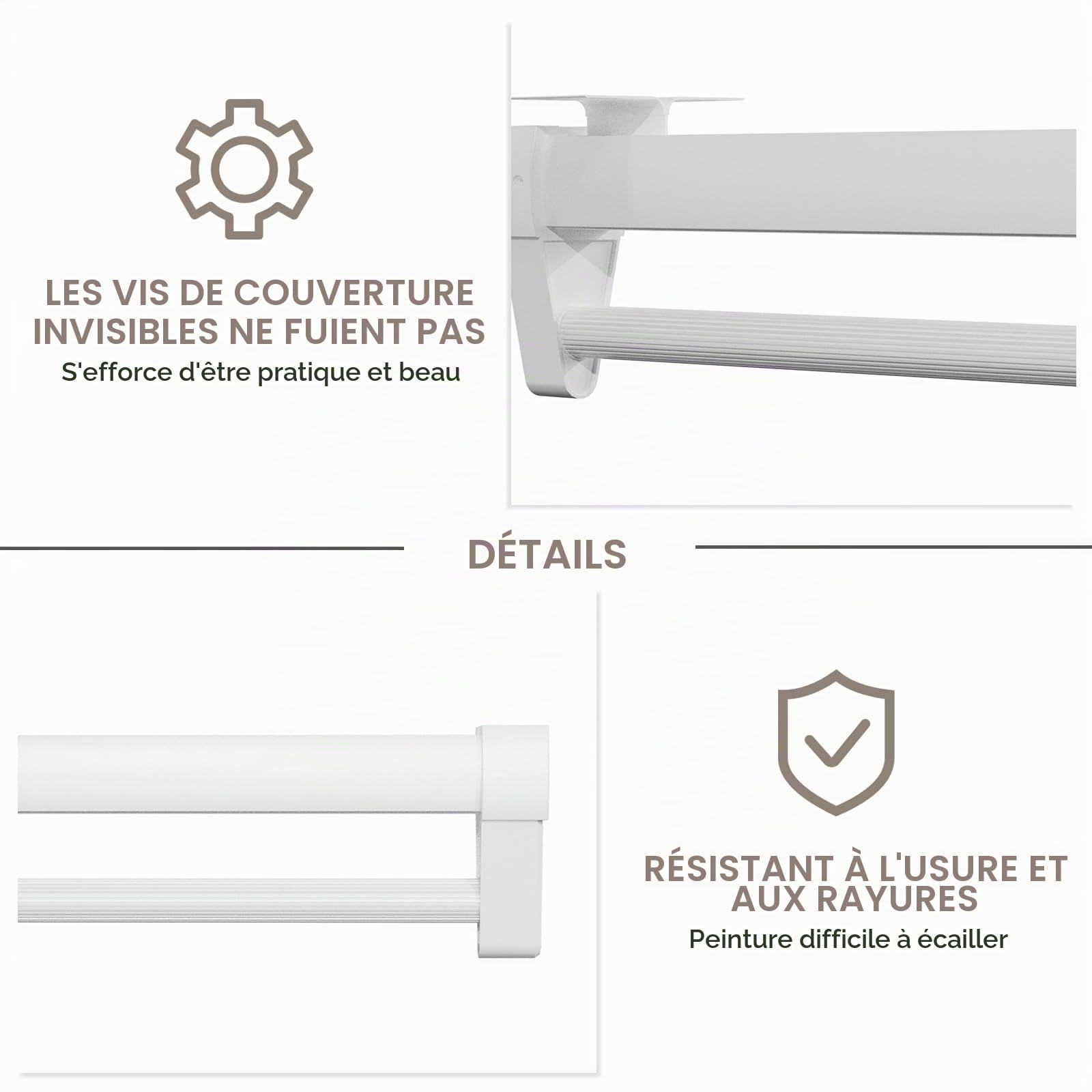 Porte Pantalon Coulissant,Tringle Coulissante Penderie 25-61 cm,Penderie Coulissante Idéal pour Les Petits Les Placards et Les Zones de Rangement,Organiser Les VêTements et Les Pantalons (56CM)