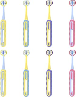 Toddler Toothbrush, Soft Baby Toothbrush, 3 Sided Kids Tooth Brush, Infant Training Tooth Brush Complete Tooth and Gum Care, Easy to Grip (8)