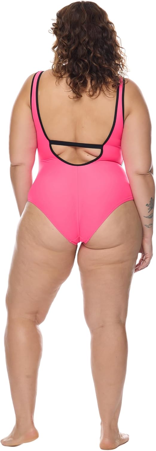 Body Glove Women's Time After Time Plus Size One-piece Swimsuit – Zip Front, Shelf Bra, Power Mesh, Sizes 1x-3x