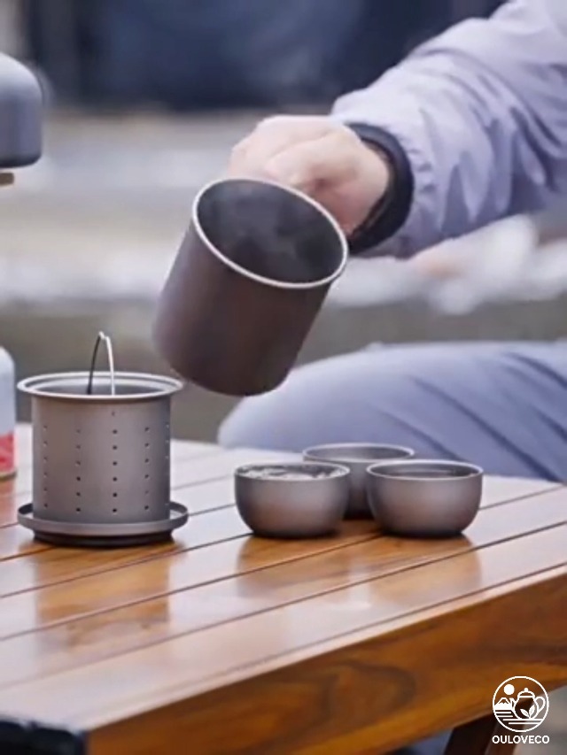 Amazon.co.jp: OULOVECO チタンマグカップ 蓋付き マグカップ 99.8% 純