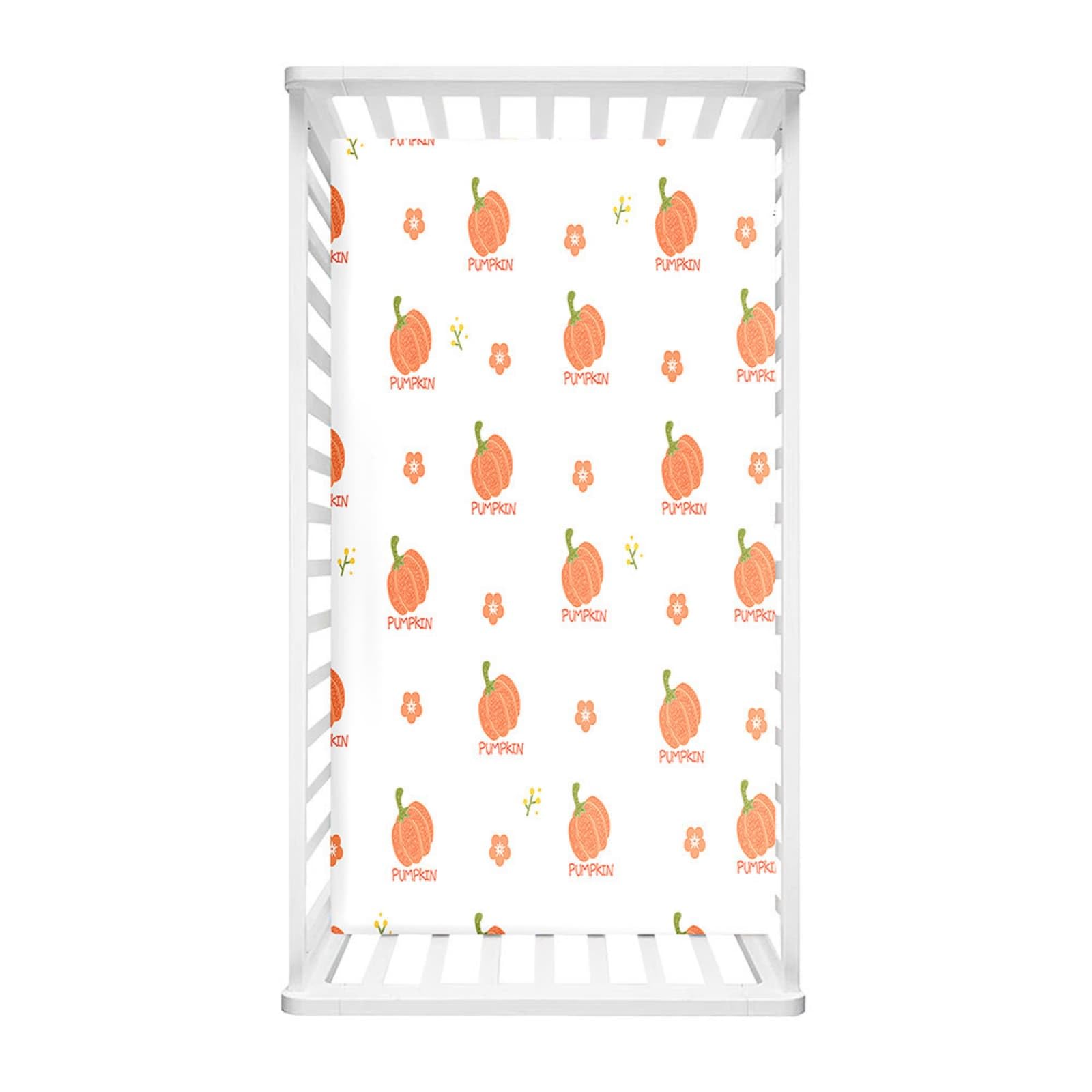 Odot Cot Bed Fitted Sheet, Moses Basket Fitted Sheet Thanksgiving Pumpkin Soft Durable Microfibre Crib Bedsheets Bassinet Bedsheet Mattress Protector for Kids Boy Girl (Flower,60x120cm)