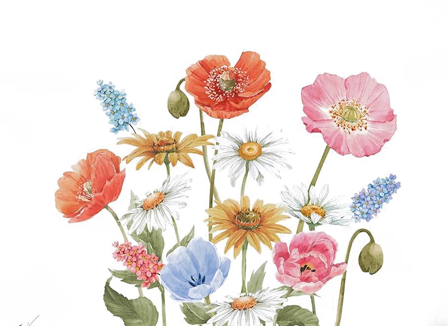 Murwall Watercolor Floral Wall Decal Kids Colorful Wildflower Wall Sticker