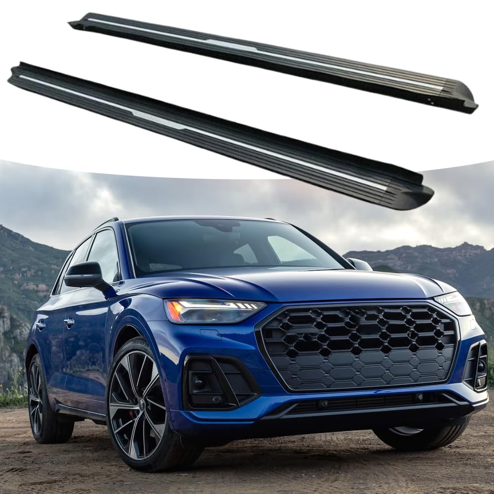 2PCS Black Aluminum Running Boards Side Steps Nerf Bars Compatible with Audi Q5 2018-2024