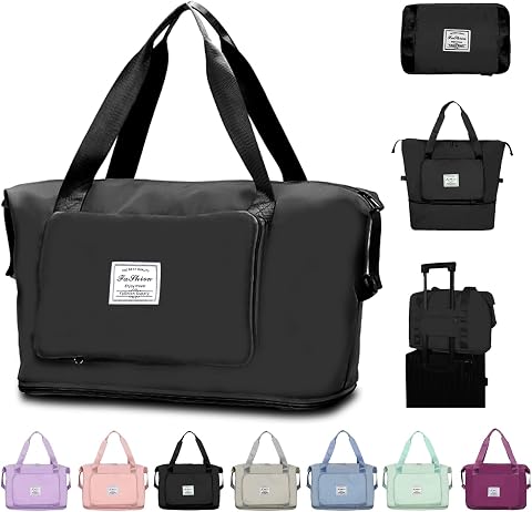 SUDEAUO Large Capacity Folding Travel Bag, Black,