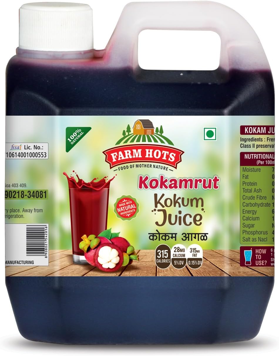 kokum Agal / Kokum Juice (Garcinia Indica) Salted,Without Sugar,500 ml can
